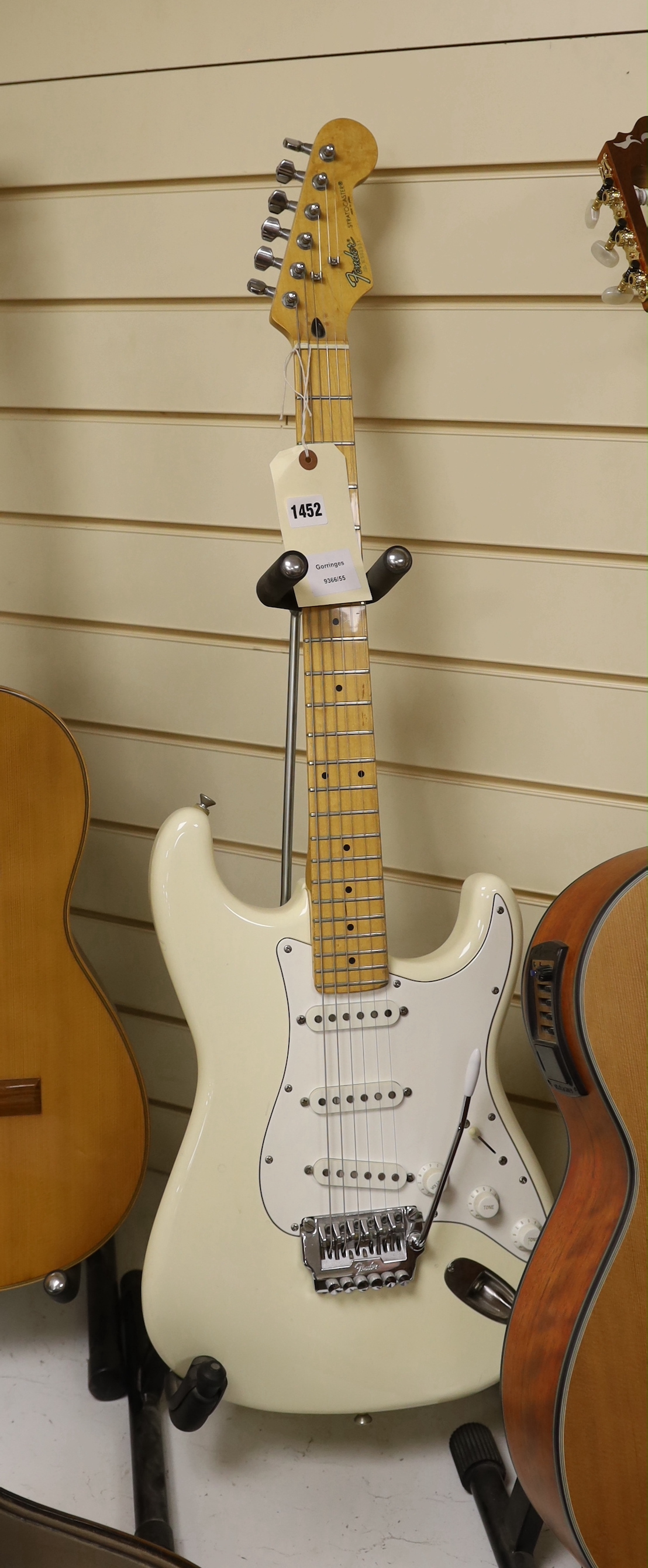 A Fender Stratocaster, serial number. E502931, white colourway, made in Japan, c.1984-1987